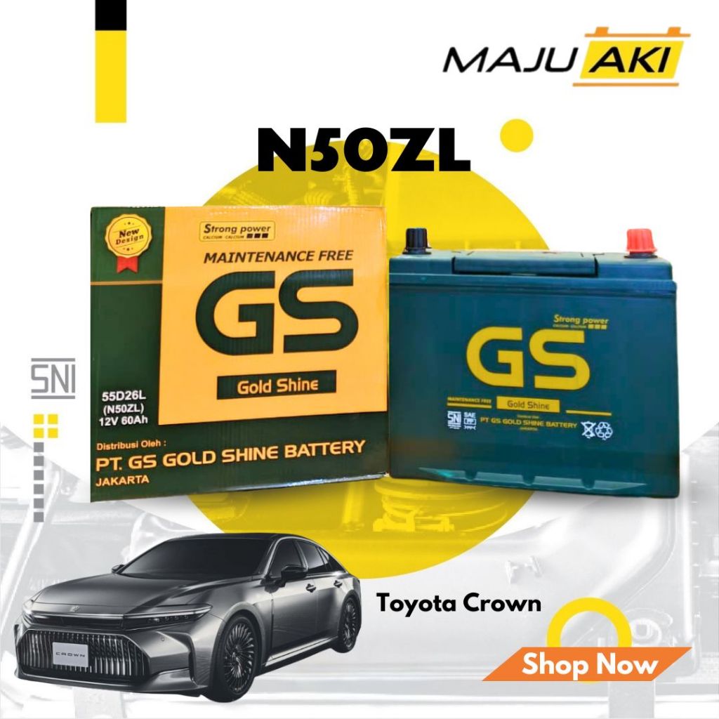 Aki Mobil Honda CRV Aki Kering GS Gold Shine MF N50ZL 12V 60Ah