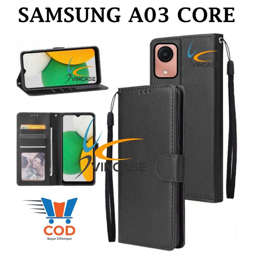 SAMSUNG A03 CORE FLIP LEATHER CASE PREMIUM - FLIP WALLET CASE KULIT UNTUK SAMSUNG A03 CORE - CASING 