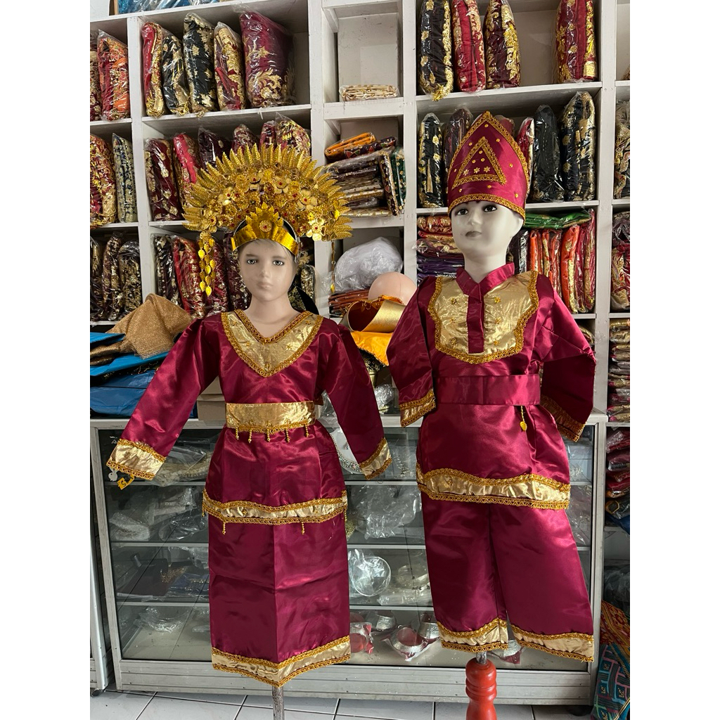 baju minang anak/Baju Adat Minang Anak Laki Laki & Perempuannya[GOLD] / Baju Adat Padang / Baju Tari