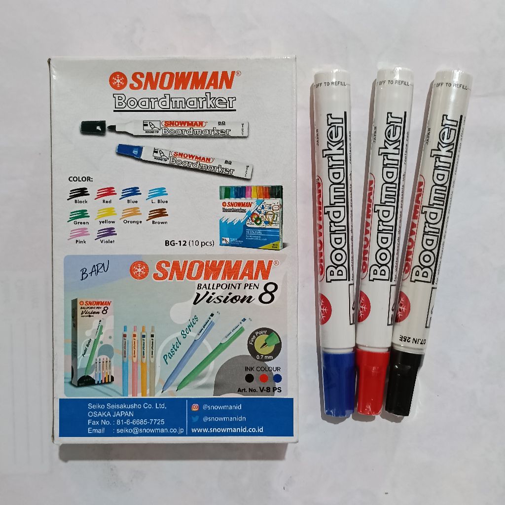 1 PAK SPIDOL WHITE BOARD SNOWMAN BG-12 / PAPAN TULIS