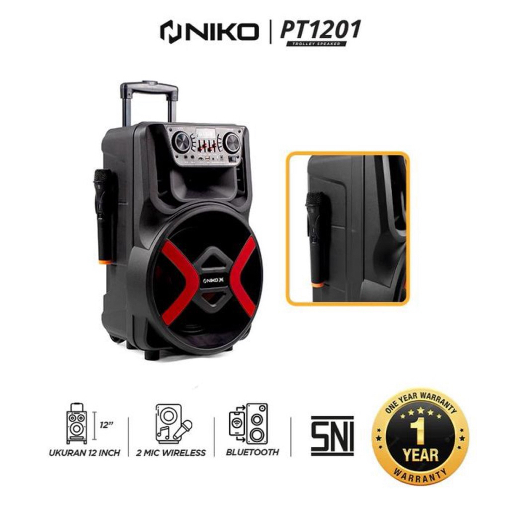 Speaker Niko 12 inch PT 1201 Karaoke Bluetooth