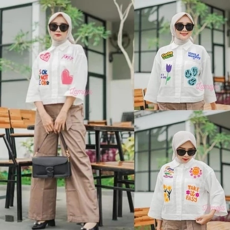 KEMEJA CROP XOXO -01 Atasan crop xoxo wanita