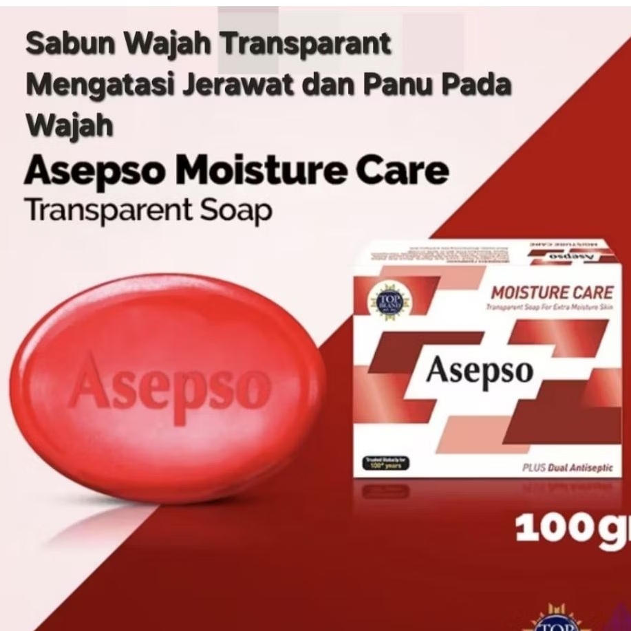 ASEPSO Sabun Wajah 100 GR Transparant Sabun Wajah Anti Jerawat/Panu/Kadas