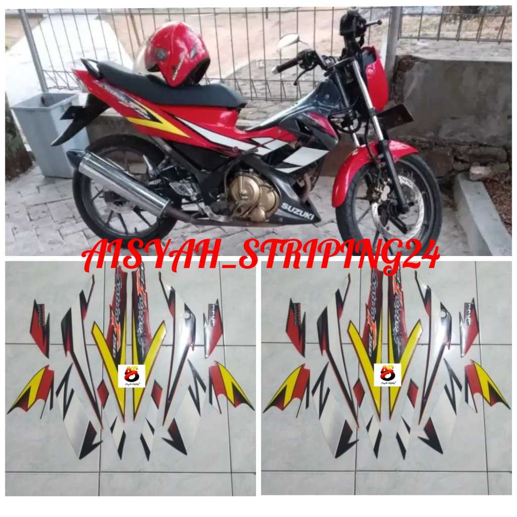 STIKER STRIPING LIS STANDAR SATRIA FU 150 HITAM-MERAH TAHUN 2007 2008