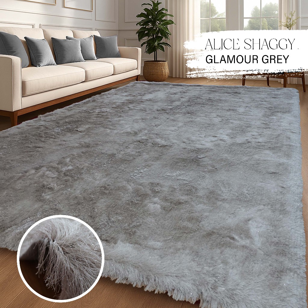 Karpet 243 X 305 Jumbo Polos SHAGGY - Karpet Ruang Tamu Tebal Aesthetic Polos - GREY