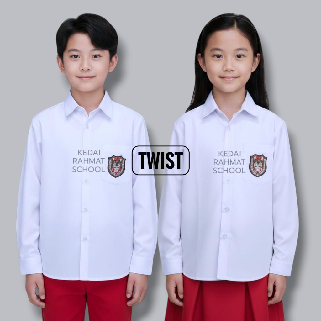 Baju Seragam Sekolah SD MI Bahan Sunwash Twist Licin Lengan Panjang Merk Martin