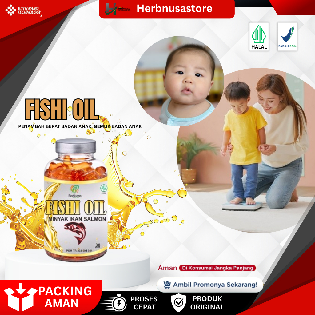 FISHI OIL - Obat Gemuk Badan, Suplemen Gemuk Badan Anak, Penambah Berat Badan Anak, Vitamin Penggemu
