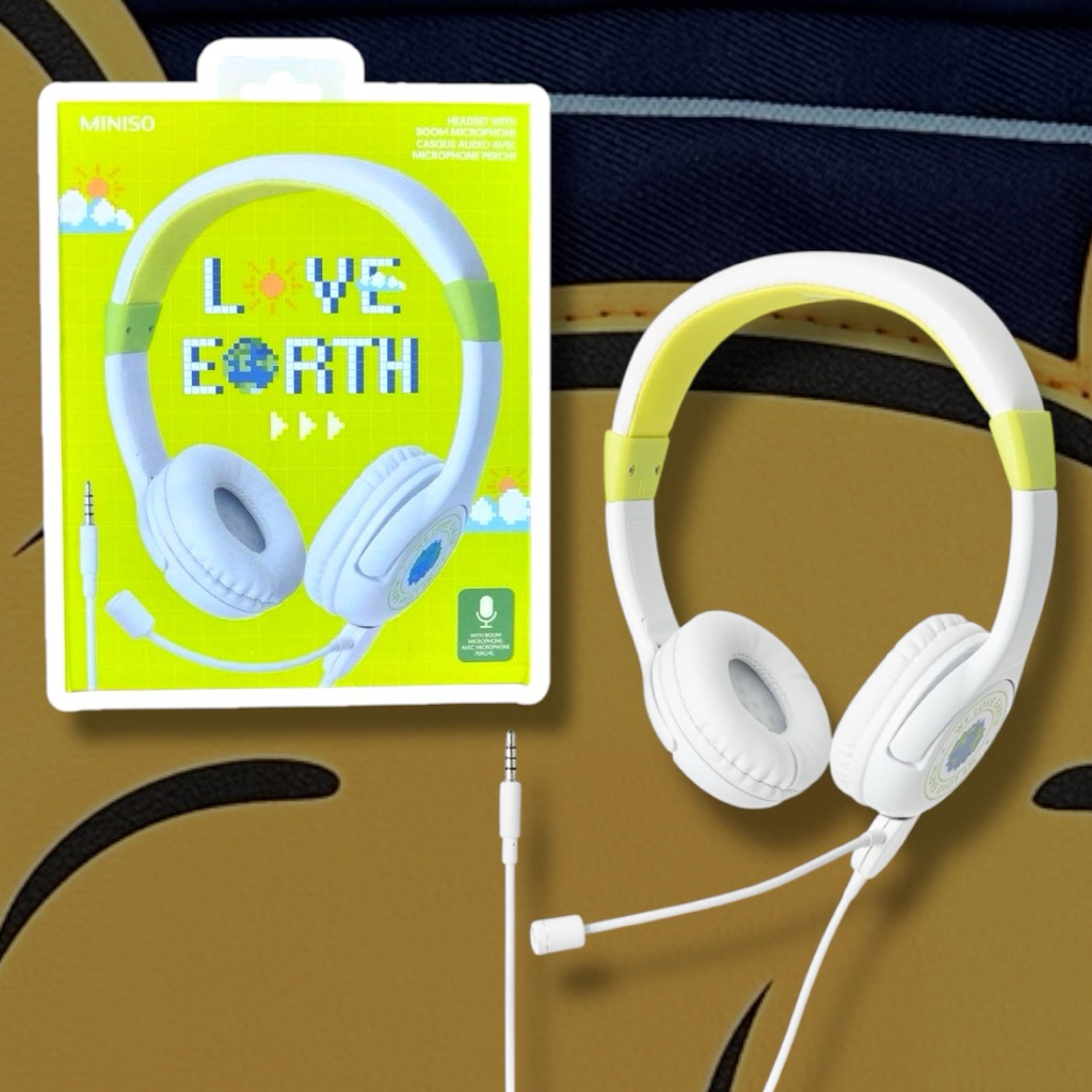 MINISO I LOVE EARTH HEADPHONE WITH MICROPHONE HEADSET GAMING