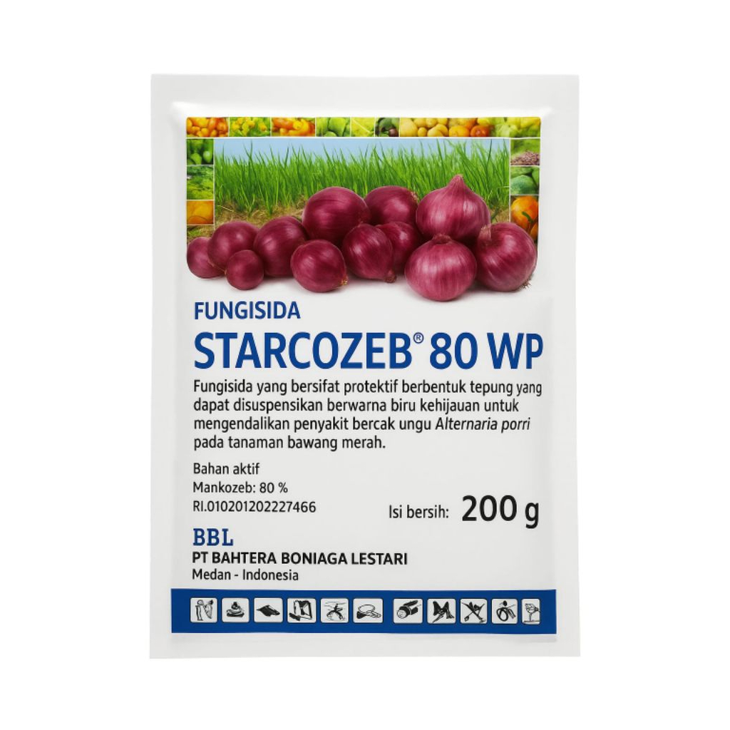 Fungisida STARCOZEB 80 WP 200 gr – Obat Anti Jamur Tanaman Bawang, Padi, Cabe, Tomat, Melon, Semangk