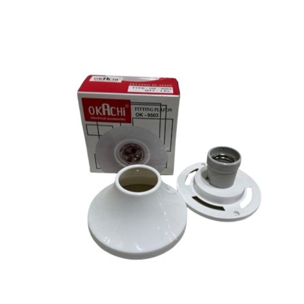 Fitting Plafon Keramik Bulat Okachi OK-9503 / Fitting Plafon Batu