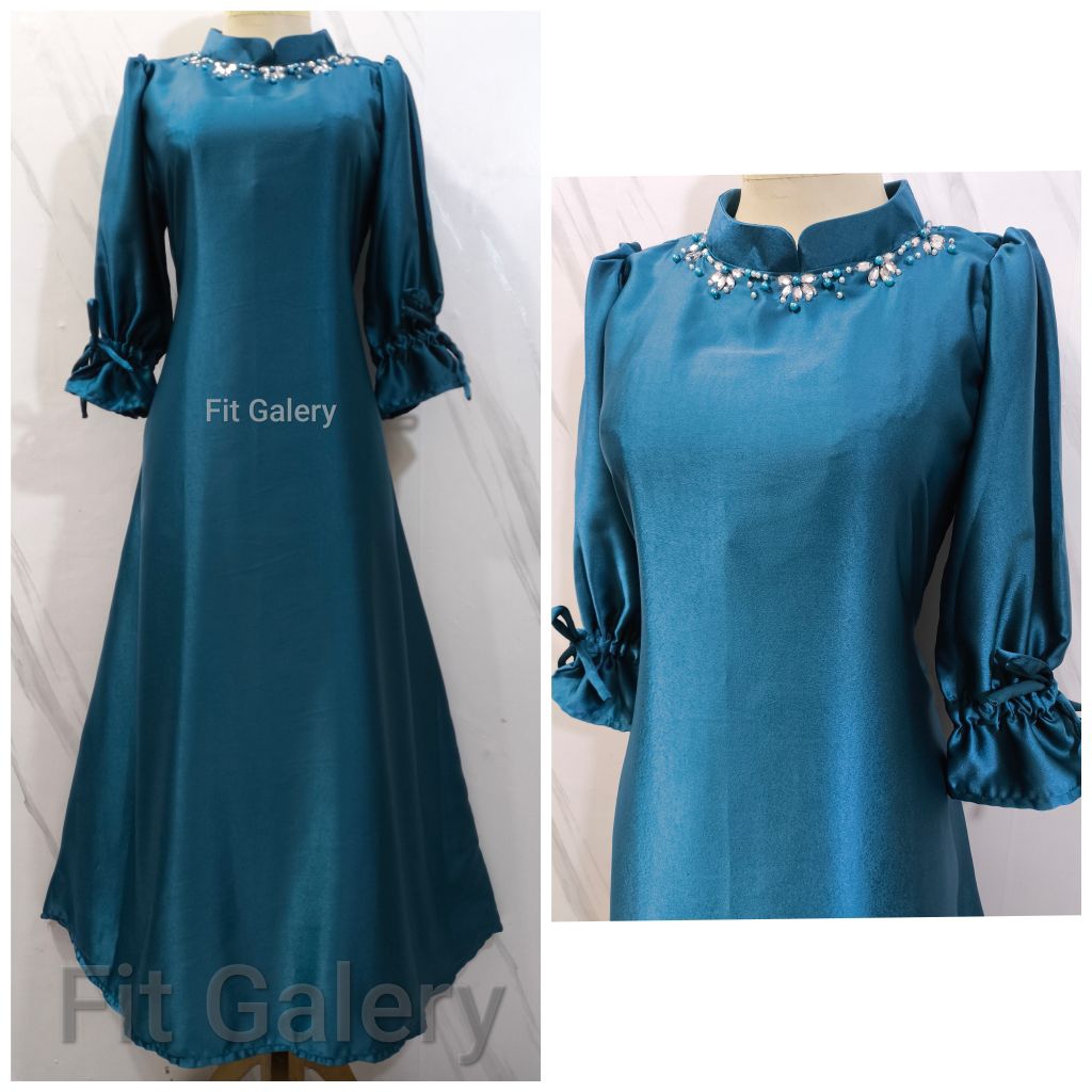 Gamis Brukat Emerald Blue / Seragam Pesta Emerald sesi 2