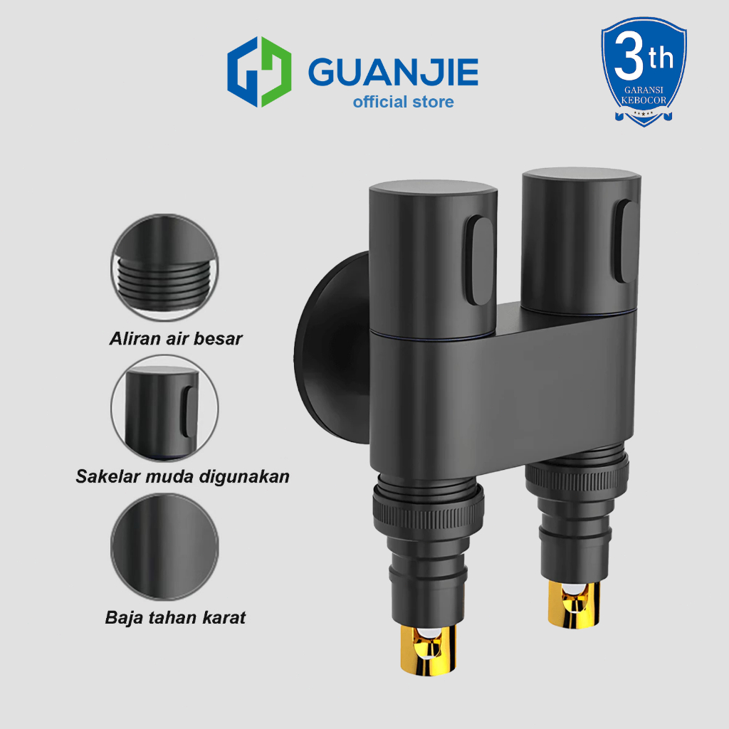 GUANJIE - Kran air cabang Mini double Mn-keran air shower 1/2 inch sambungan mesin cuci wudhu kecil 