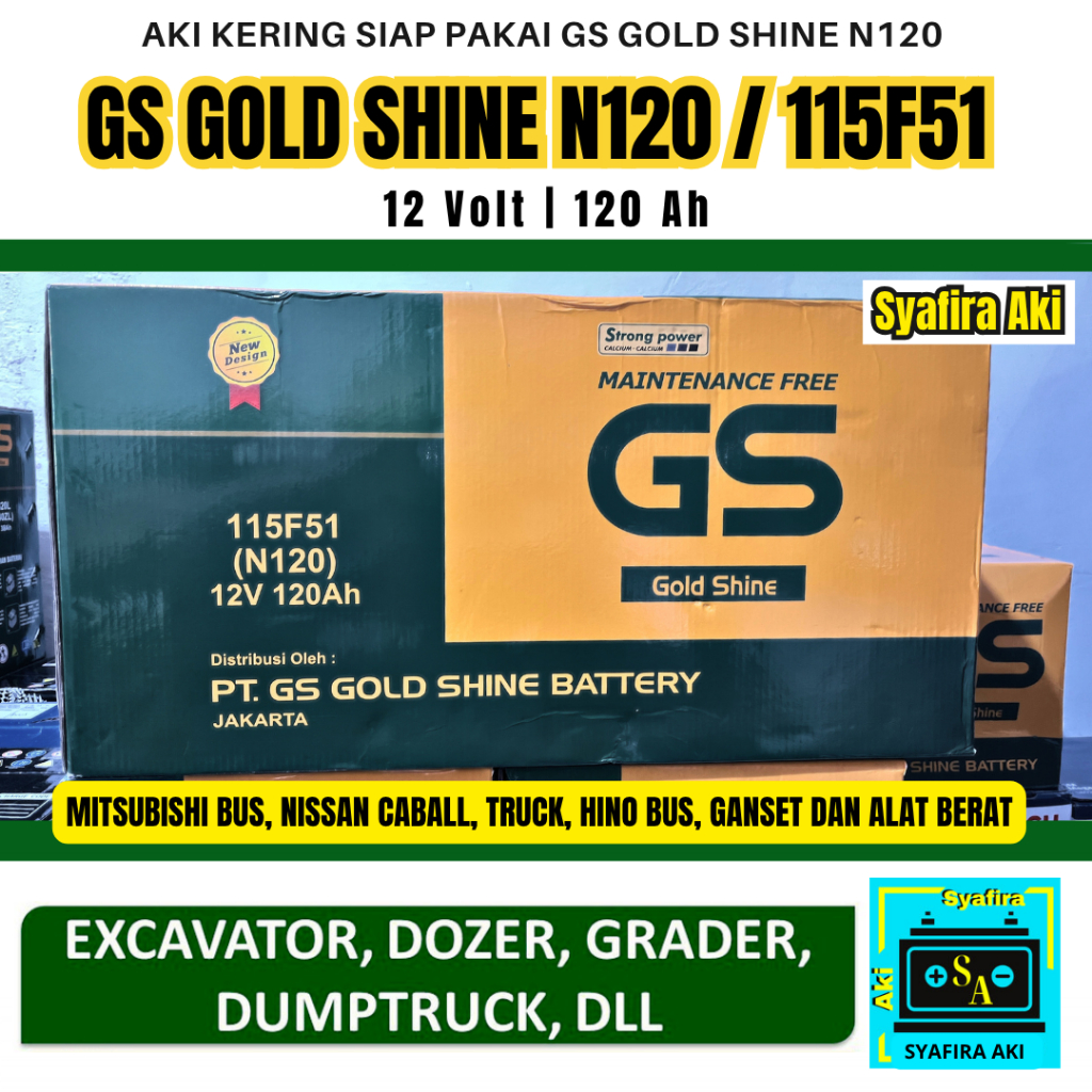 AKI UNTUK TRUK, GENSET, AKI KAPAL, ALAT BERAT GS MF 12V 120Ah N120