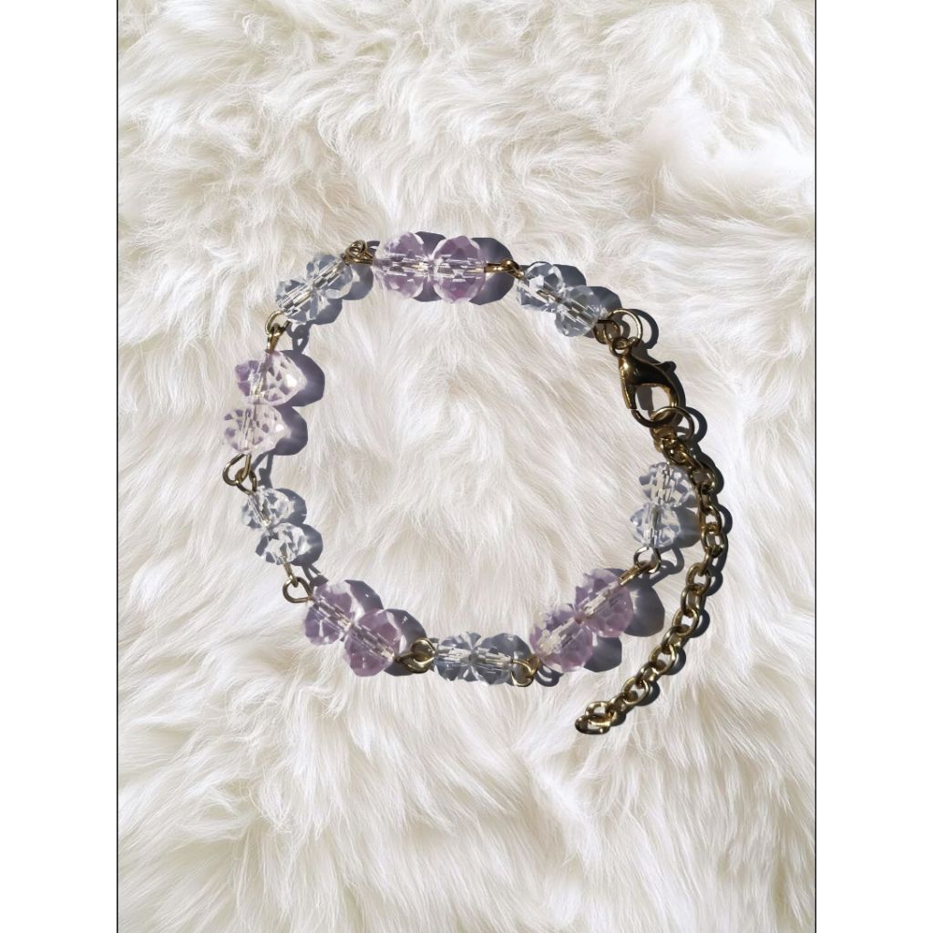 Lavender Crystal Flower Bracelet – Gelang Aesthetic Bunga Kristal Ungu