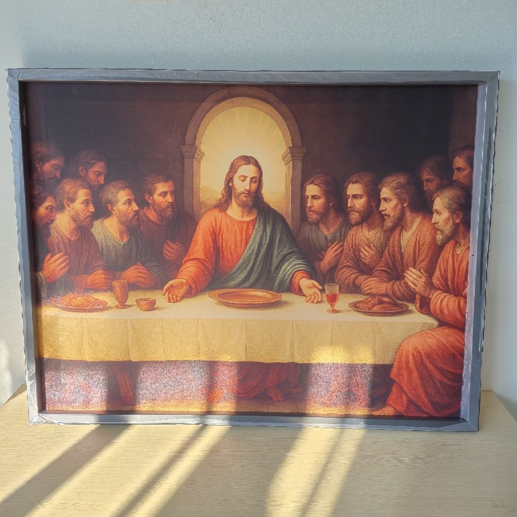 Lukisan The Last Supper Tuhan Yesus 60x80 cm Jumbo – Hiasan Dinding Rohani Kristiani