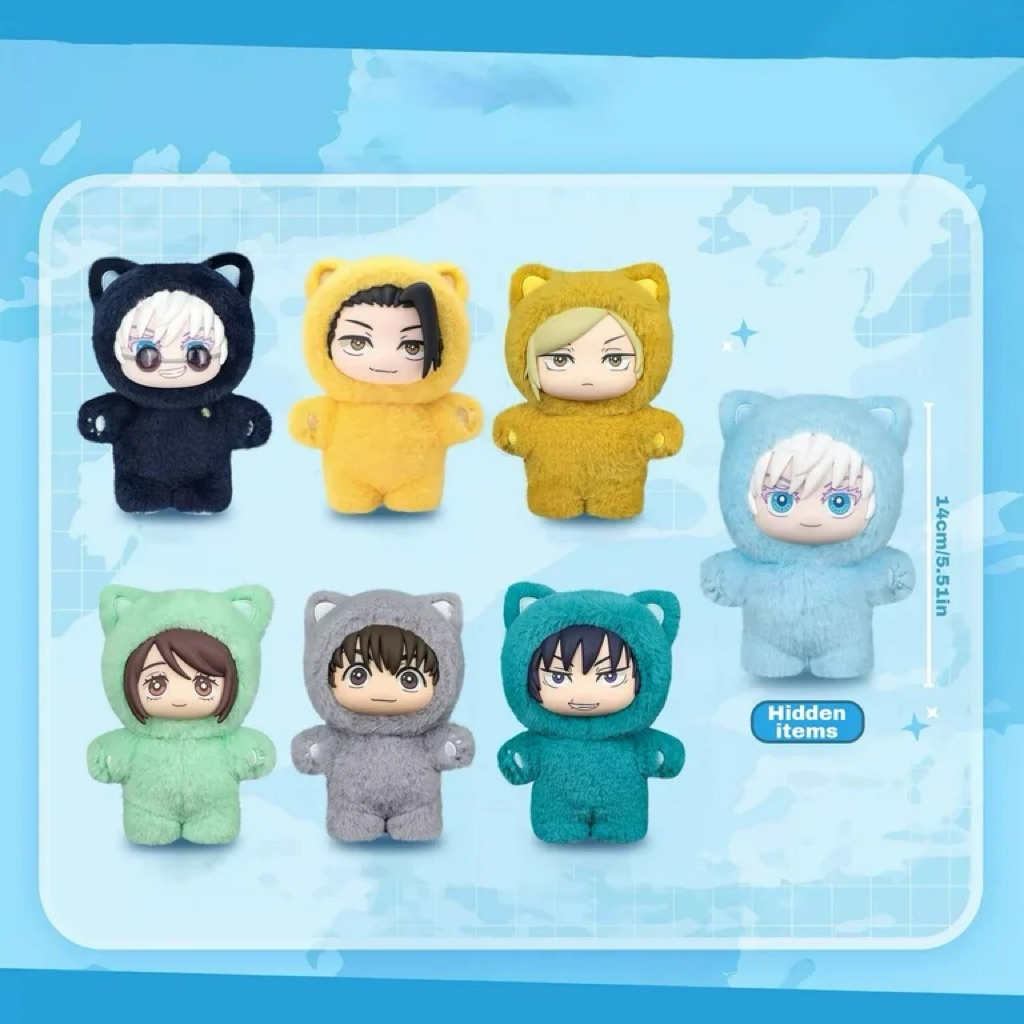 EAKI X JUJUTSU KAISEN CAT EAR PLUSHIE BLIND BOX PLUSH DOLL KEYCHAIN JJK