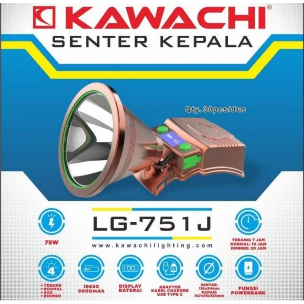 Senter Kepala LG 751J Kawachi senter kepala jumbo - senter kepala besar - headlamp jumbo - headlamp 