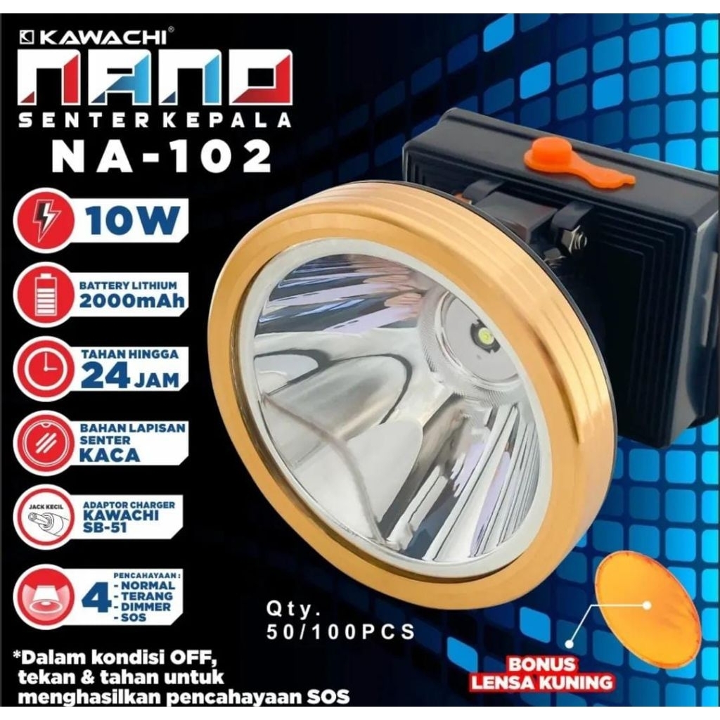 Senter Kepala NA 102 Nano Kawachi senter kepala nano headlamp nano mini ukuran kecil headlamp nano s