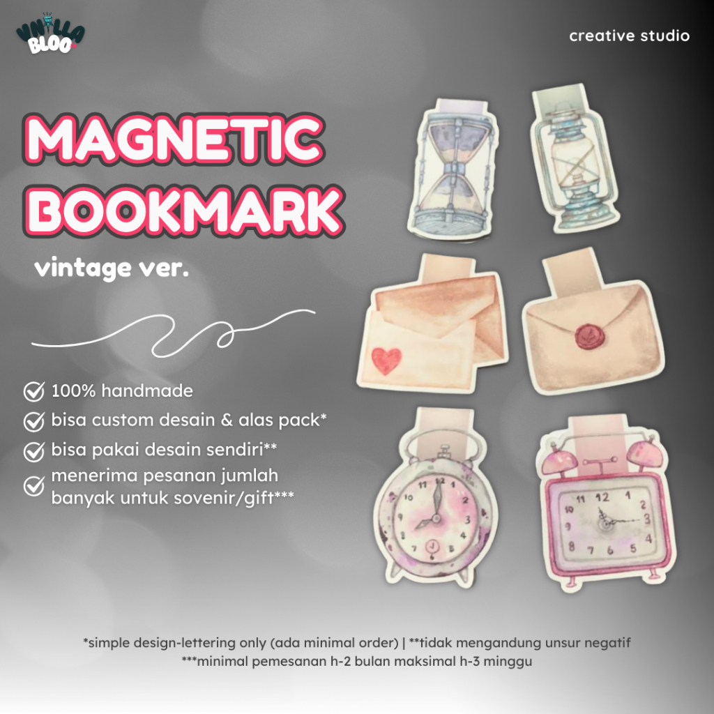 Magnetic Bookmark | Pembatas Buku Magnet | Vintage Ver. Bookmark | Handmade Gift & Sovenir | Custom 