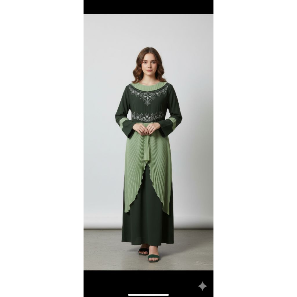 [PRELOVED] Gamis Plisket Hijau Emerald