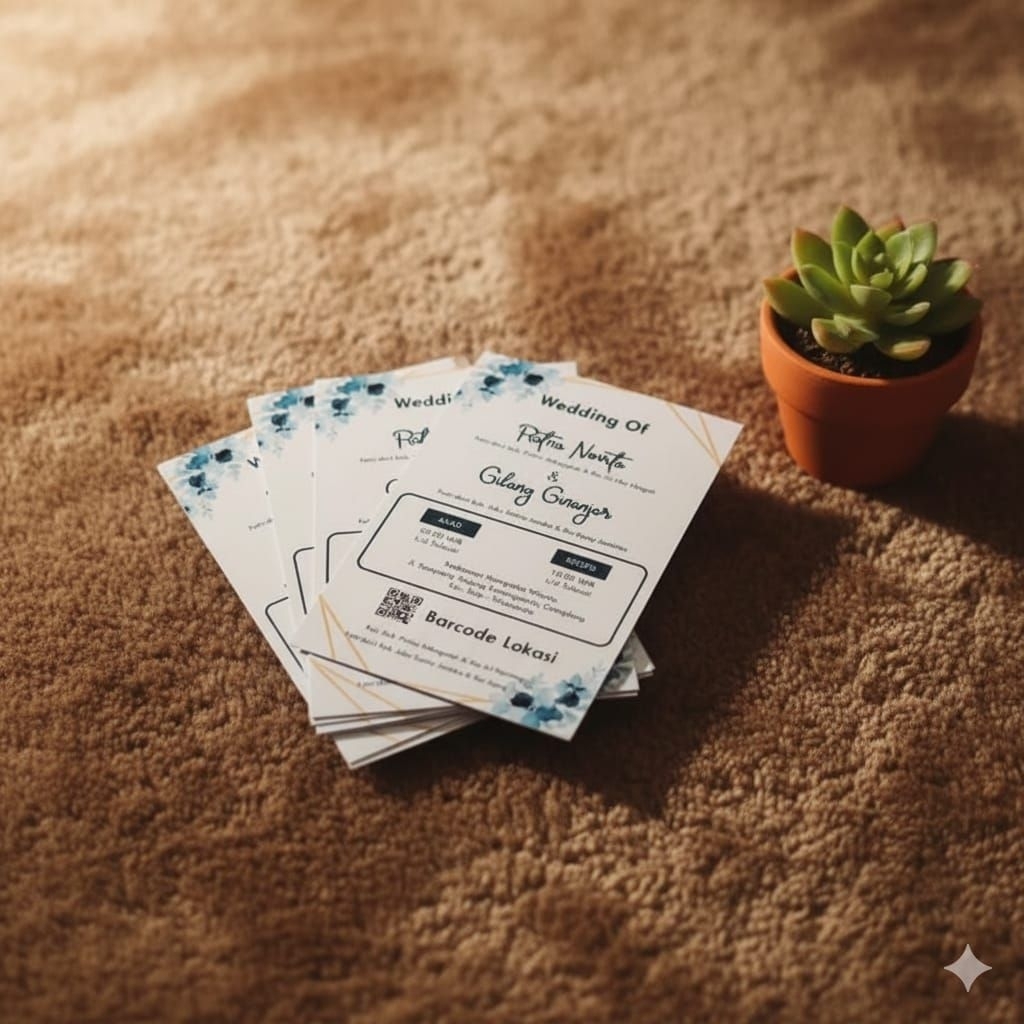 (Paket 100 Pcs) Undangan Keplek, Undangan Mini Ukuran 6x9 cm Gratis Barc0de / Undangan Kopi / Undang