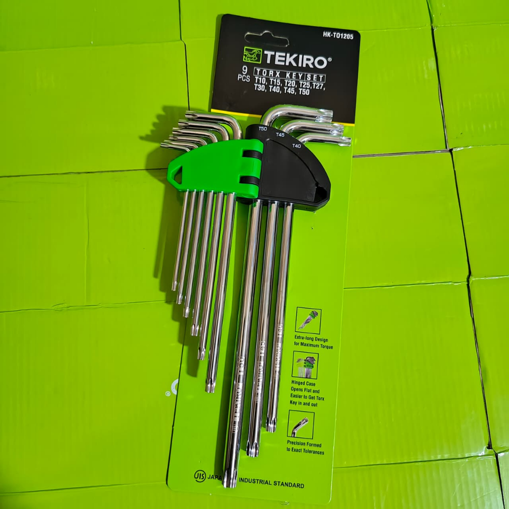 TEKIRO ( HK - T01205 ) Kunci L Bintang Set 9 Pcs  Torx Key Set Original TEKIRO Kunci L Star Panjang 