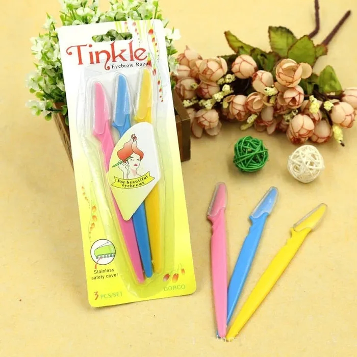 1 set isi 3 pcs Pisau Alat Pencukur Alis Pisau Pengerok Bulu Alis Eyebrow Perapih Merapikan Memotong Penyimbang Alis Wanita Kerokan kerok Silet Alis 1 pack isi 3 Anti Selip Dengan Penutup Steril