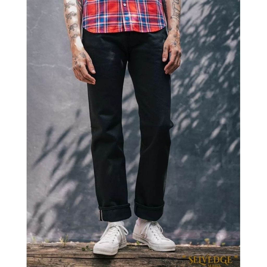 Celana Jeans Pria Naomi Selvedge Slim Straight Denim
