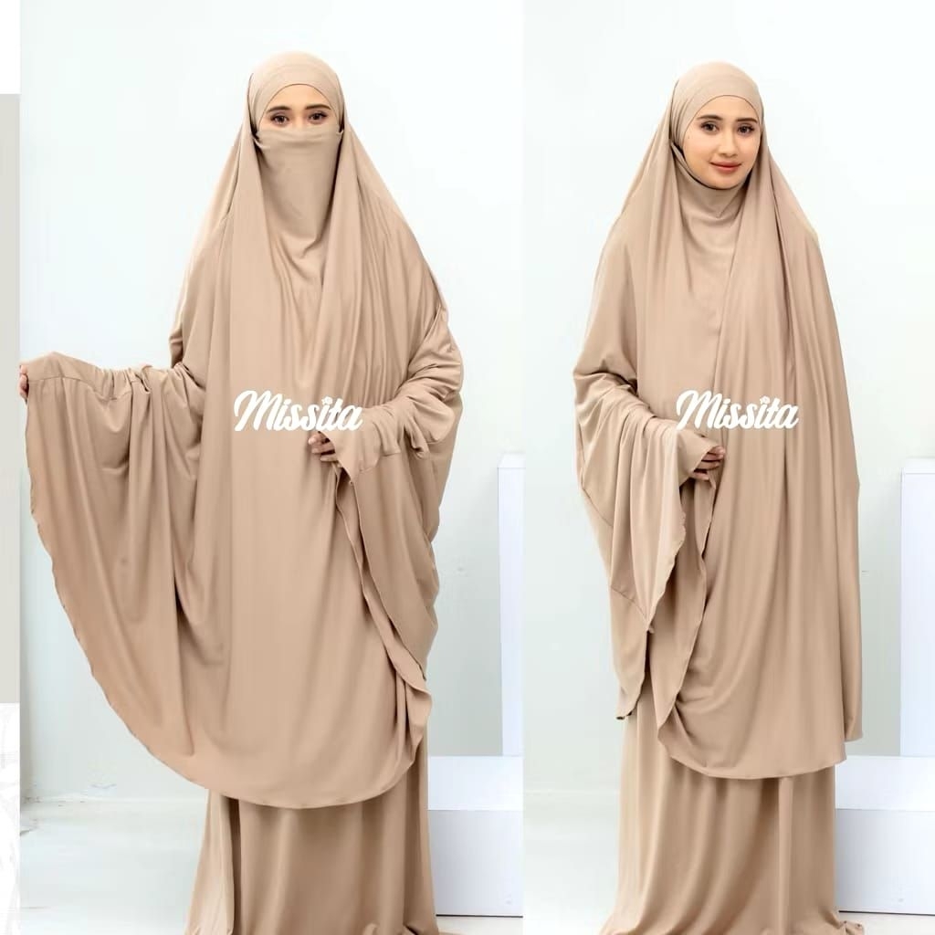 Mukena dewasa cadar niqob bahan jersey premium polos syar'i malaysia jumbo multi fungsi french khima