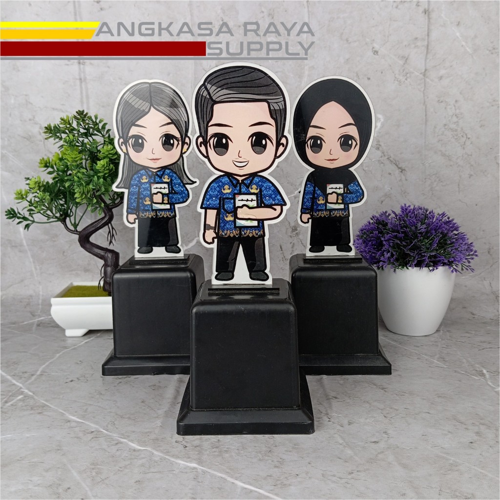 Piala akrilik hari guru (KOPRI)-Piala akrilik seragam KOPRI-Kado hari guru-Piala akrilik karakter gu