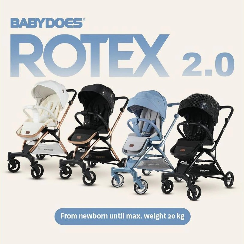 BABYDOES Rotex 2.0 Innovative 360° BLUE / Stroller Babydoes Rotex Kereta Dorong Bayi