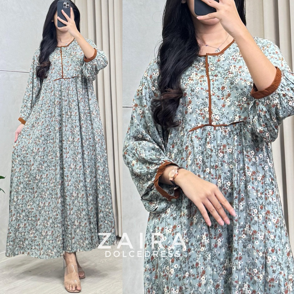 Daster ZAIRA Midi Dress Lengan 7/8 Bahan Rayon By dolce Dress