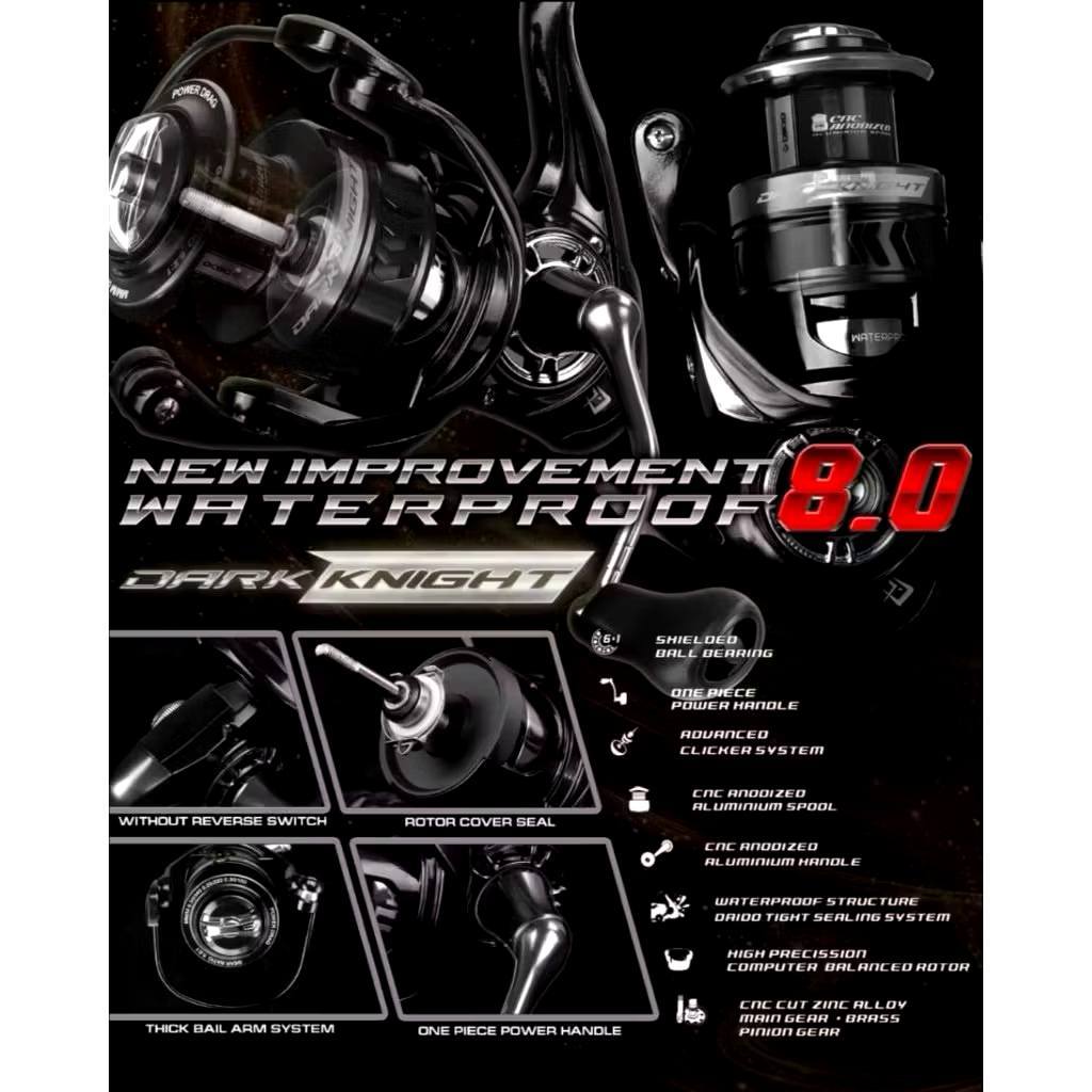 Reel Spinning Daido Dark Knight Waterproof 8.0 | 1000–6000 Drag Kuat