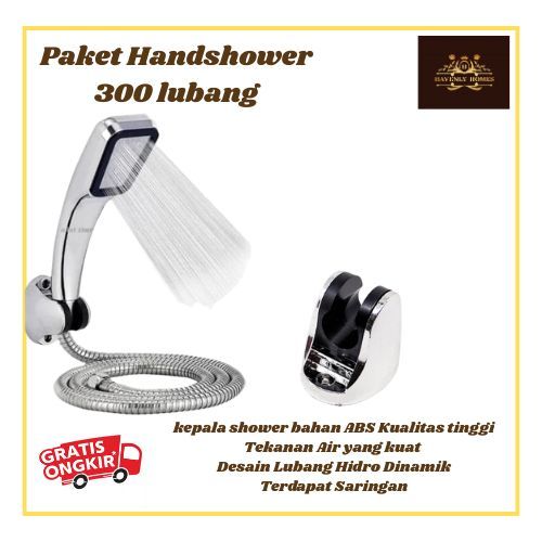 Paket Shower 300 Lubang Tekanan Tinggi Hemat Air Set  Tanpa Kran / Shower Set Kran Air Tekanan Tingg