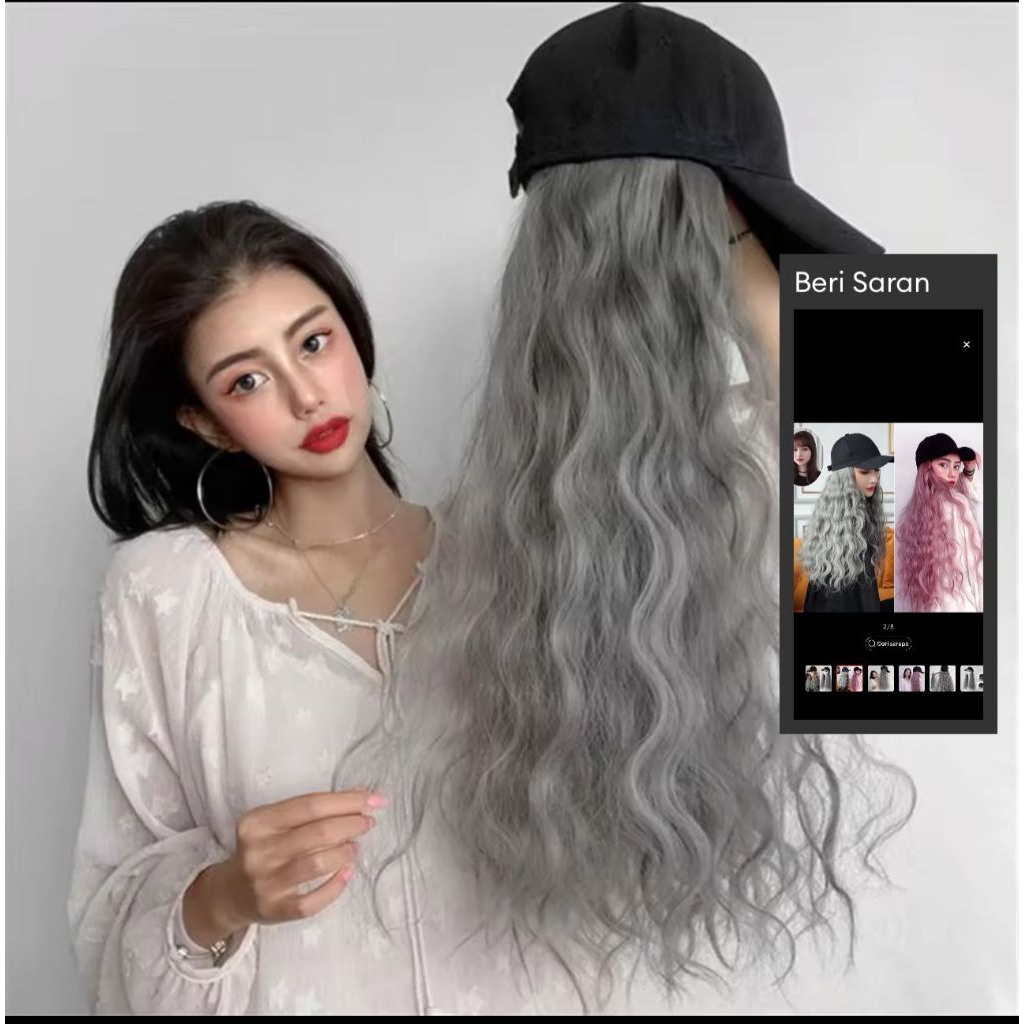 wig topi curly wig base ball