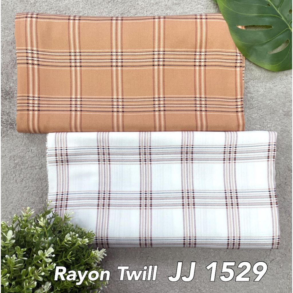 Kain Rayon Twill JJ 1529 Premium Motif Kotak (Per 0.5M) Bahan Rayon Twill Premium