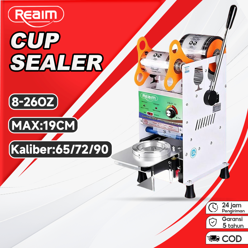 REAIM Cup Sealer Plastik 8-26 OZ Mesin Press Cup Gelas Plastik Alat Press Minuman Cup
