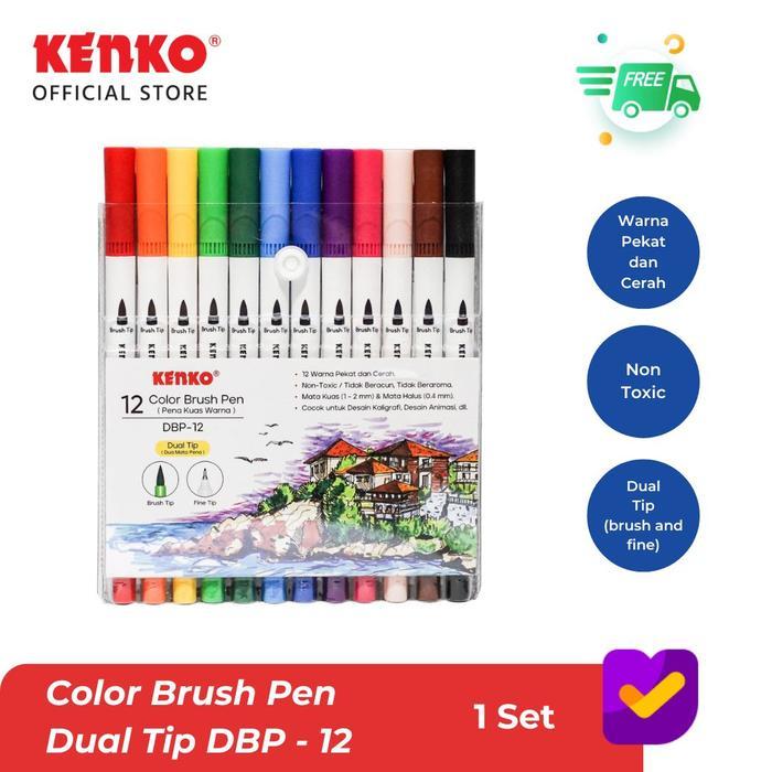 Kenko Color brush pen DBP-24 isi 24 / isi 12 color brush Pen marker dual tip