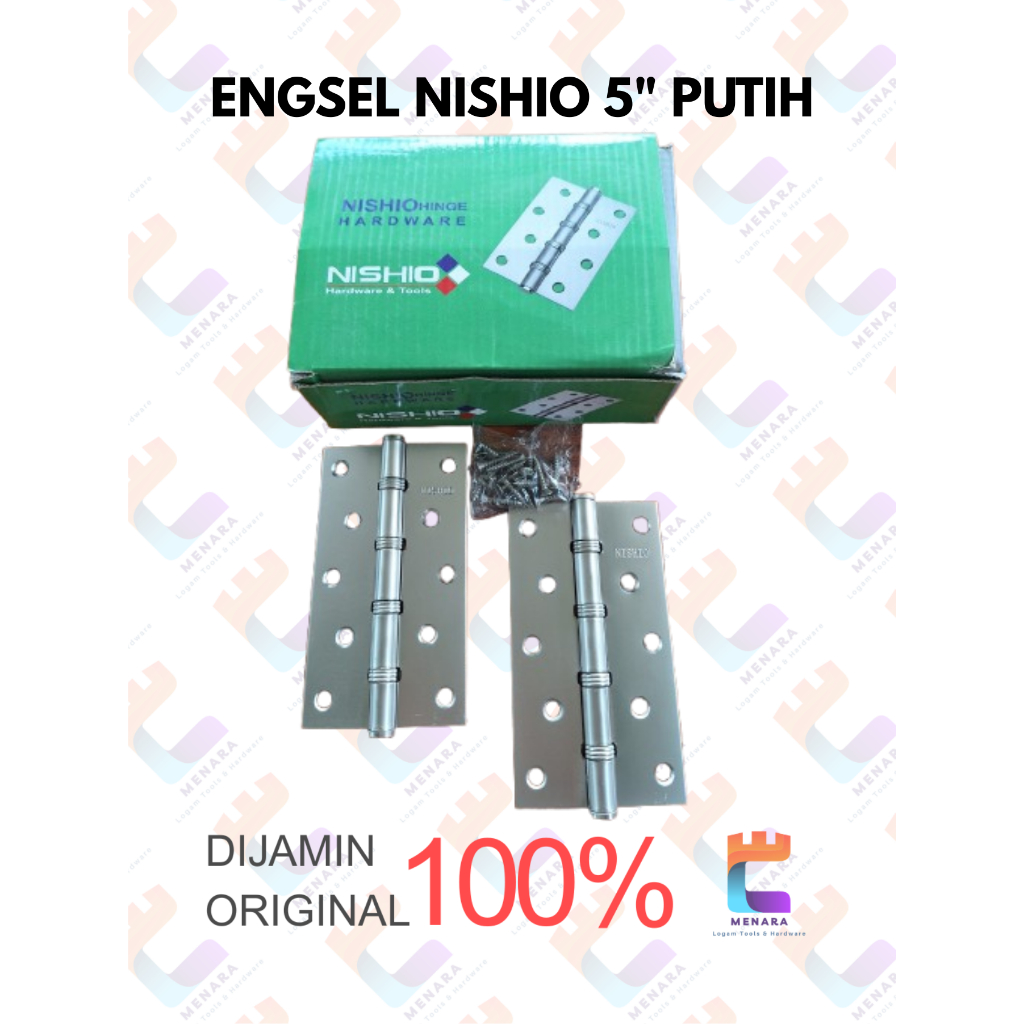 1 BOX Engsel NISHIO 5 inch Silver 5 Lubang