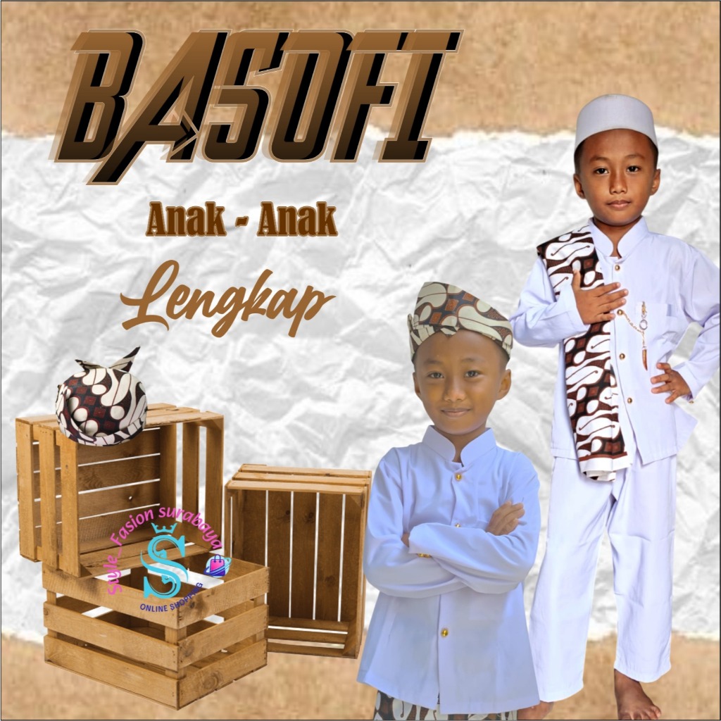 SETELAN BAJU BASOFI ANAK - ANAK CAK DAN NING / BAJU TRADISIONAL JAWA BAJU ADAT SURABAYA / STYLE FASH
