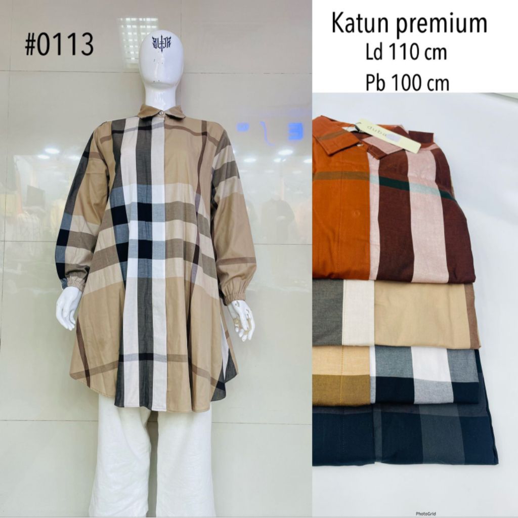 Long Tunik Kemeja Dubai Katun Bahan Premium Import