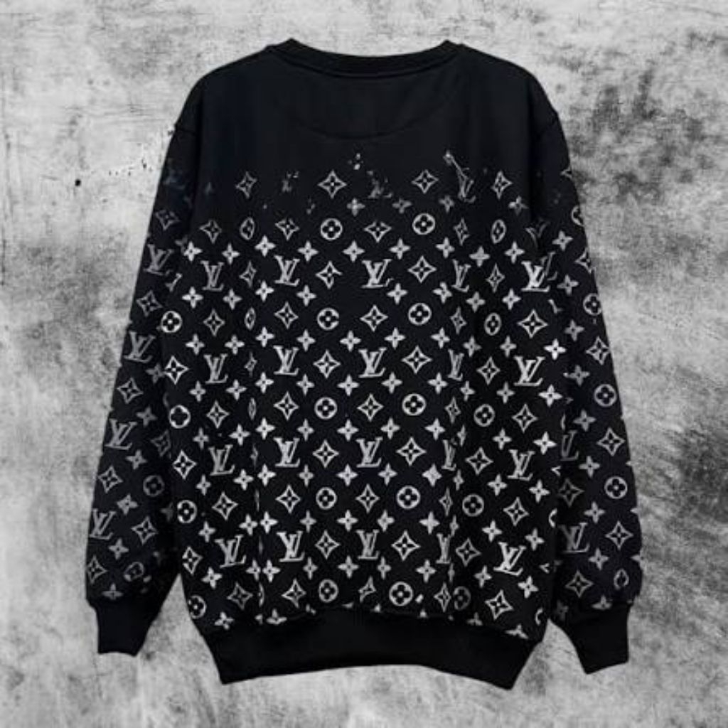Sweater Crewneck LV Louis Vuitton Full Print Gradient Hitam