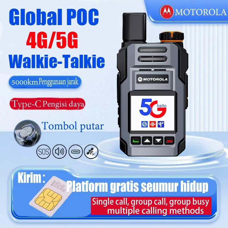 DY Gunakan secara gratis HT Motorola T880 Poc Global PTT Walkie Talkie 4G 5G Interlokal 5000KM