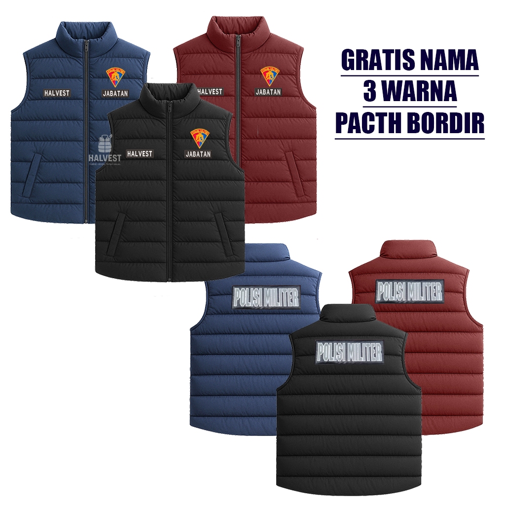 Gratis Nama - Rompi Puffer Polisi Militer Despo Bordir 3D Timbul