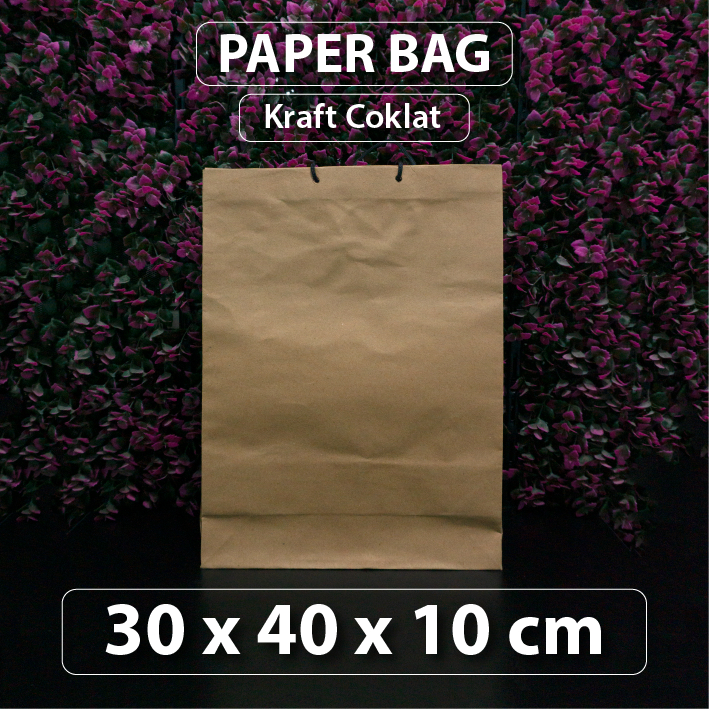 Paper Bag Coklat Polos Besar XL - 30 x 40 x 10