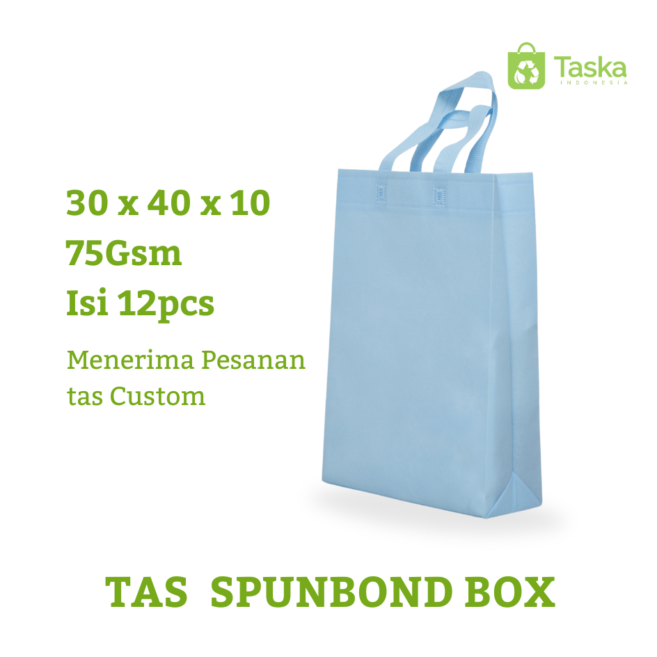 Taska - TAS SPUNBOND BOX MURAH 75 GSM WARNA BIRU MUDA UKURAN 30x40x10 cm HARGA LUSINAN