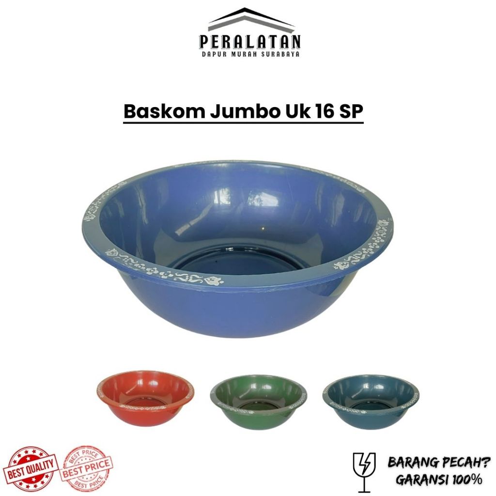 (ISI 12 PCS) BASKOM PLASTIK JUMBO 16 SUPER SABLON / BASKOM HAJATAN / BASKOM MURAH MERIAH