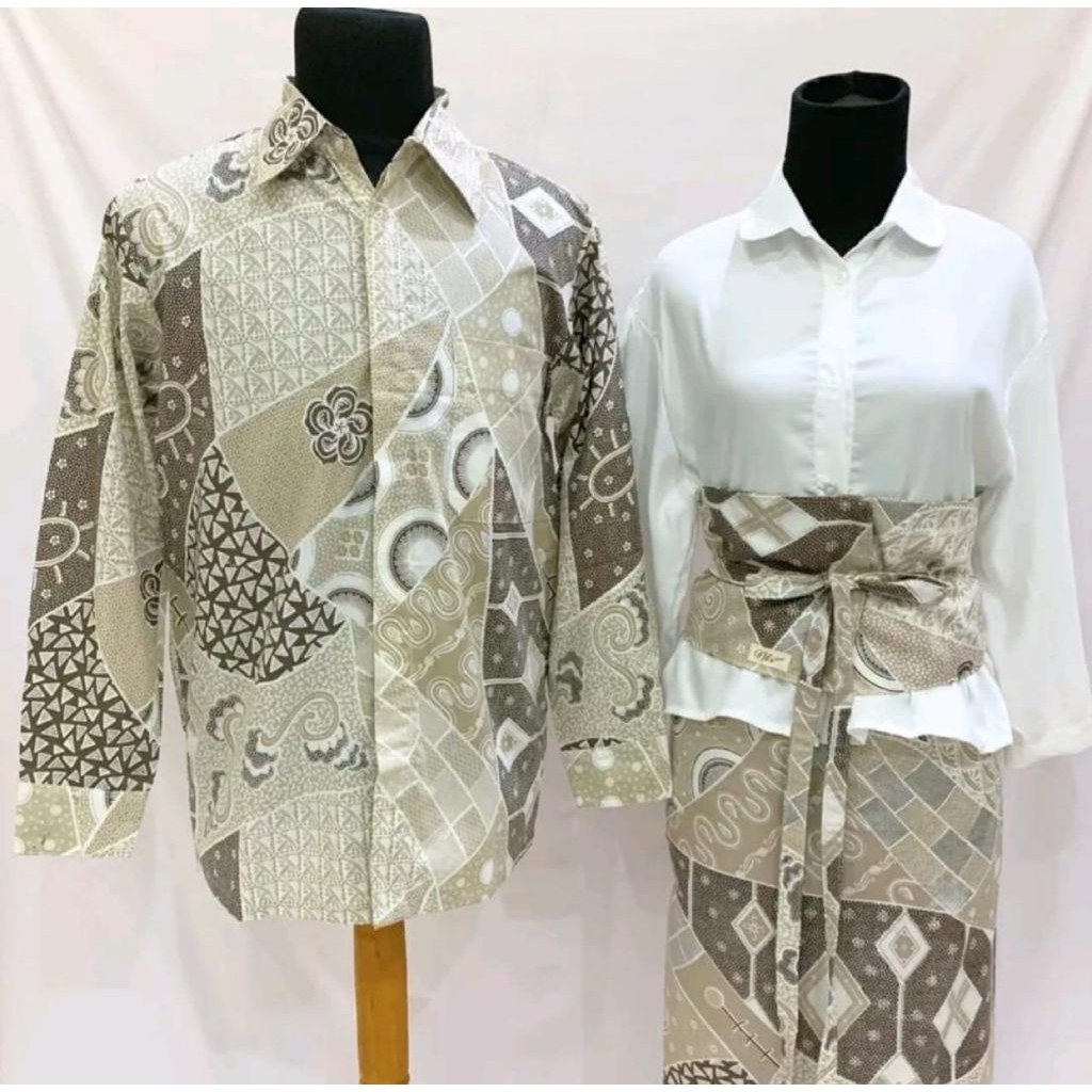 Alisha Set Couple Rok Lilit dan Kemeja / Kemeja Kondangan Couple/ Rok Lilit Kondangan/ NEW MODEL