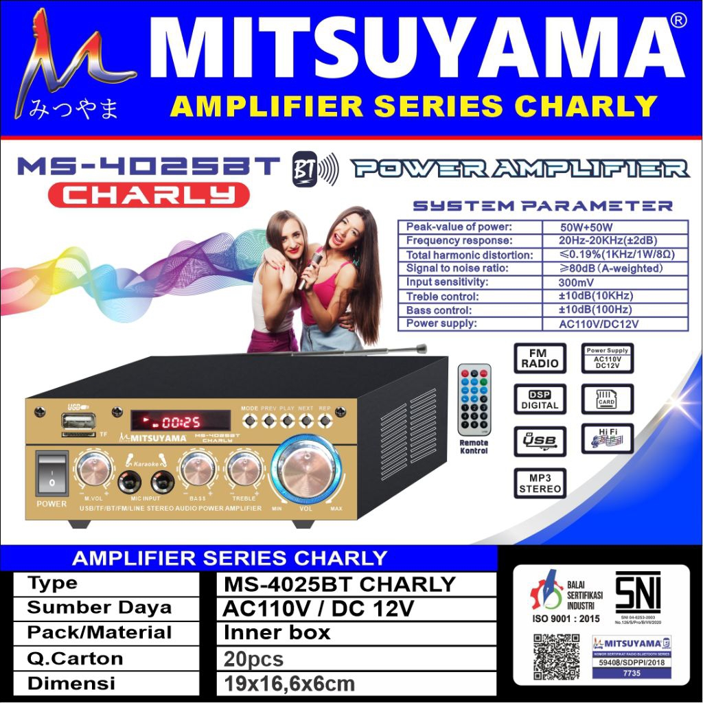 POWER AMPLIFIER MINI MITSUYAMA MS-4025 BT CHARLY / ECHO  KAROKE MP3 RADIO BLUETOOTH