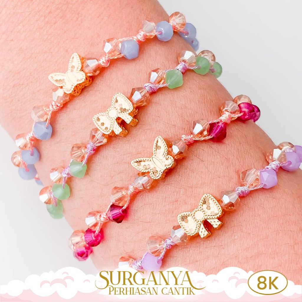 Macan Gold Liontin Emas Charm Emas Kadar 8K Charm Gelang Tali Model serut